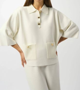 Joseph Ribkoff Shantyle Knit Boxy Pullover Sweater In White