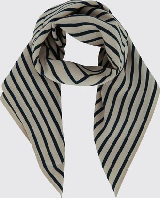 Toteme Striped Silk Square Scarf with Printed Logo