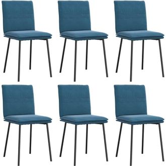 vidaXL Sillas De Comedor 6 Unidades Terciopelo Azul Vidaxl
