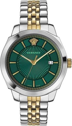 Versace Icon Classic Datum Roestvrijstalen Horloge - Heren - Horloges - Grijs - ONE Size - Accessoires