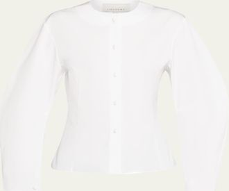 Liberowe Curved Sleeve Slim Button-Down Blouse