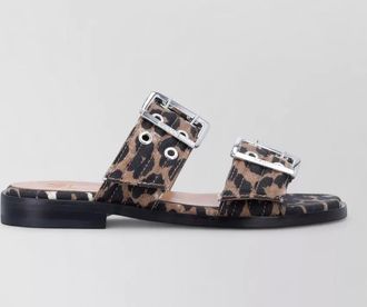 Ganni animal-print buckle-strap sandals
