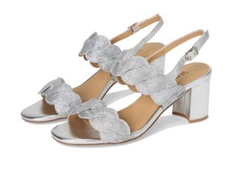 Vaneli Vaneli Lettie Sandals Womens Silver Weave Metallic Block Heel ZOGG3883