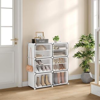 Woltu Woltu Scarpiera 6 Scomparti Scarpe 24 Paia Salvaspazio Bianco