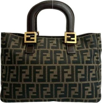 Fendi Pre-owned Handbags, female, Brown, Size: ONE SIZE Pre-owned Canvas Handbag