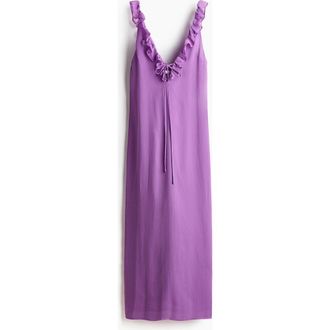 H&M Frill-trimmed Crinkled Dress in Purple at Nordstrom, Size Xx-Large