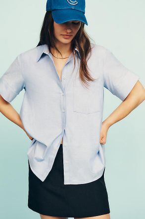 Maeve Short-Sleeve Yoke Shirt Top
