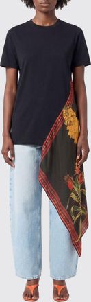 Blumarine T-shirts lunga con pannello stampato