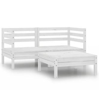 vidaXL Conjunto De Muebles De Jard&iacute;n 3 Pzas Madera Maciza Pino Blanco Vidaxl