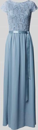 Swing Abendkleid mit Paillettenbesatz in Hellblau, Größe 32