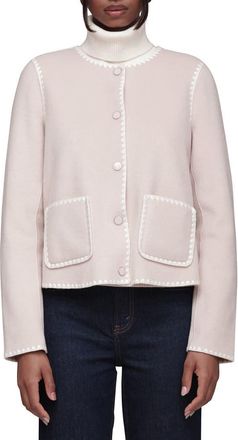 Bagatelle Contrast Stitch Collarless Jacket in Cream at Nordstrom Rack, Size X-Large