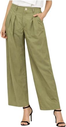 High Estella Pants - Dames - Wijde Broeken - Groen - 2XL - Katoen - Broeken