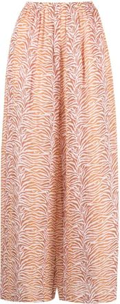 Forte_Forte zebra-print wide-leg trousers - women - Ramie - III - Pink