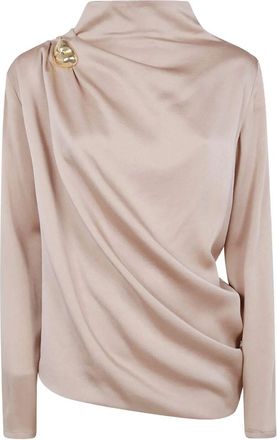 Fabiana Filippi Enver Satin Long Sleeve Top With Pepita