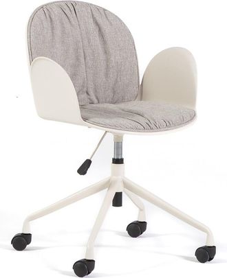 Siediti Fuori e Dentro Silla con ruedas para escritorio u oficina de resina crema con coj&iacute;n