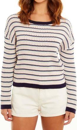 Isla Indi Stitch Stripe Crew Sweater In Sky Multi