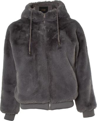 Maje imitatiefuren bomber in grijs