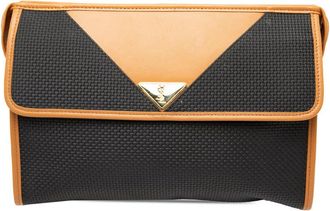 Saint Laurent Pre-owned Saint Laurent Leather Trimmed Coated Canvas Clutch UDNCW06G4EKLQSIQ