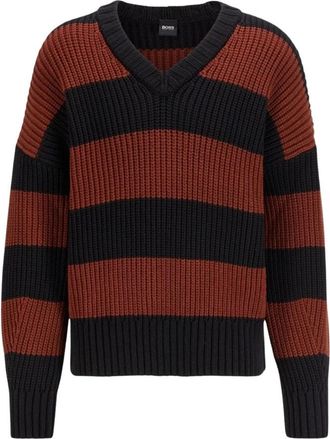 HUGO BOSS Proti Ribbed Sweater - Heren - V-hals truien - Veelkleurig - L - Katoen - Truien & Vesten