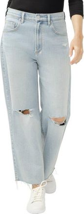 Silver Jeans Co Be Easy Raw Hem Crop Wide Leg Jeans in Malaga at Nordstrom, Size 24 X 26