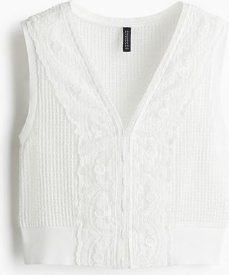 H&M Tanktop mit Spitzendetail - White