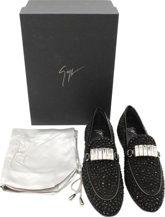 Giuseppe Zanotti Embellished Loafers in Black Suede