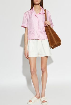 Moschino Silk Short-sleeve Shirt, Womens, Pink