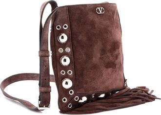 Valentino Garavani Borsa a tracolla Nellocte in pelle scamosciata con borchie - Marrone