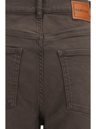 P.A.R.O.S.H. Womens Drill Pants Dark Brown Cotton Trousers