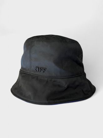 Off-white Mens Reversible Nylon Jacquard Bucket Hat - Black - Size Medium