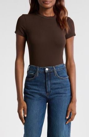 Frame Denim Rib Baby Tee in Espresso at Nordstrom Rack, Size Large