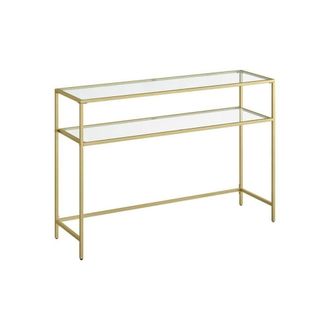 Calicosy Metal Console Table With 2 Tempered Glass Shelves, 90 Cm Wide - SELIA in Gold