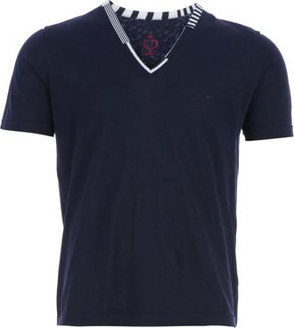 Side Slope v-neck t-shirt - Blauw