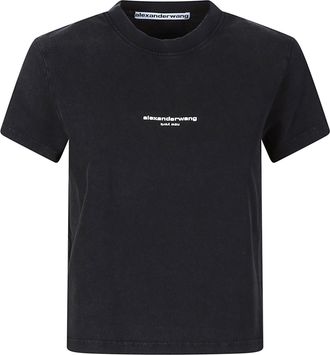 Alexander Wang Logo Print Cropped Shrunken T-Shirt