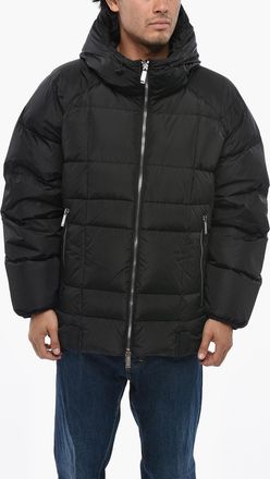 Dsquared2 Long Quilted Nylon Puffer with Hood Dsquared2