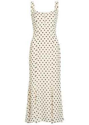 Reformation Laine Polka dot Georgette Maxi Dress - Black And White - 2 (UK6 / XS)