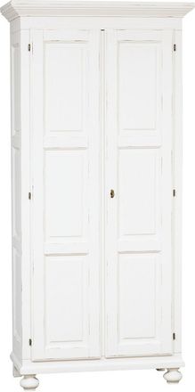 Biscottini International Armario De Estilo Country De Madera Maciza De Tilo Acabado Con Efecto Blanco Envejecido 100x50x210 Cm