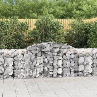 Berkfield Home Arched Gabion Baskets 4 pcs 300x50x80/100 cm Galvanised Iron in Silver