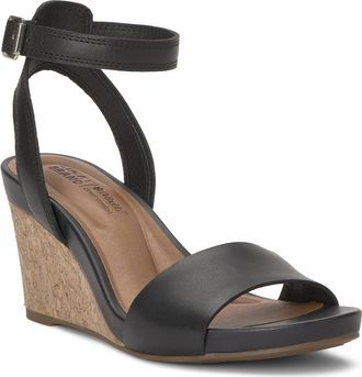 Lucky Brand Lynda Ankle Strap Platform Wedge Sandal in Black at Nordstrom, Size 8.5