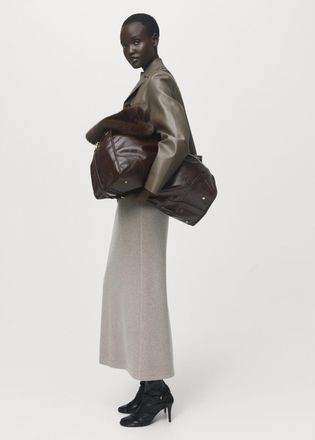 Mango Gonna lunga vita elasticizzata marrone medio - Donna - 1XL - MANGO