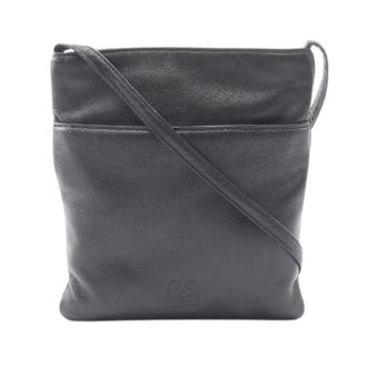 Loewe Pre-owned Anagram Leren Schoudertas - Dames - Pre-owned - Zwart - Maat: ONE Size Leer