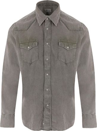 Alessandro Gherardi Grey-Green Flap-Pocket Ribbed Cotton Shirt