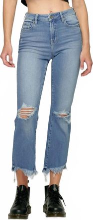 Hidden Jeans Happi Crop Flare With Frayed Uneven Hem Jeans In Medium Wash