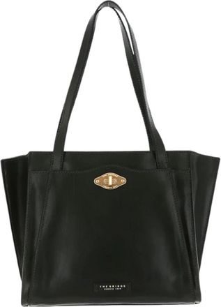 The Bridge Barbara Zwarte Leren Shopper Tas - Dames - Shoppers - Zwart - ONE Size - Leer - Tassen