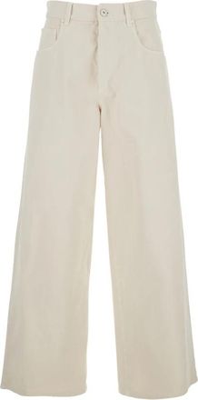 Brunello Cucinelli Wide Jeans - Dames - Loose Fit Jeans - Wit - M - Katoen - Jeans