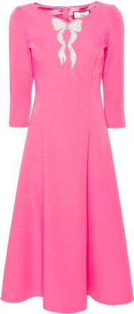 Nissa rhinestoned crepe midi dress - women - Polyester/Polyester/Spandex/Elastane/Elastane - 36 - Pink