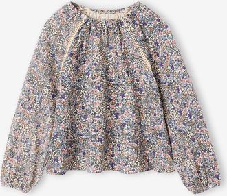 Vertbaudet M&auml;dchen Crinkle-Bluse mit langen &Auml;rmeln wollwei&szlig;