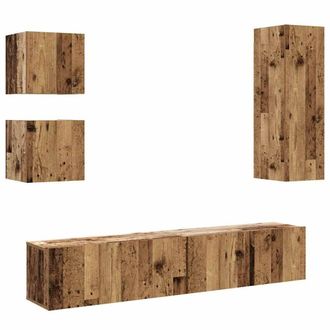 Berkfield Home 5 Piece TV Cabinet Set Wall-mounted Old Wood Engineered Wood in Brown