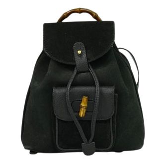Gucci Pre-owned Backpacks, female, Black, Size: ONE SIZE Pre-owned Suede Backpack