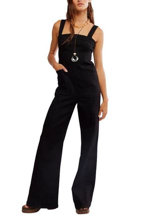 Free People Suns Out Denim Bootcut Jumpsuit in Black Knight at Nordstrom, Size X-Small
